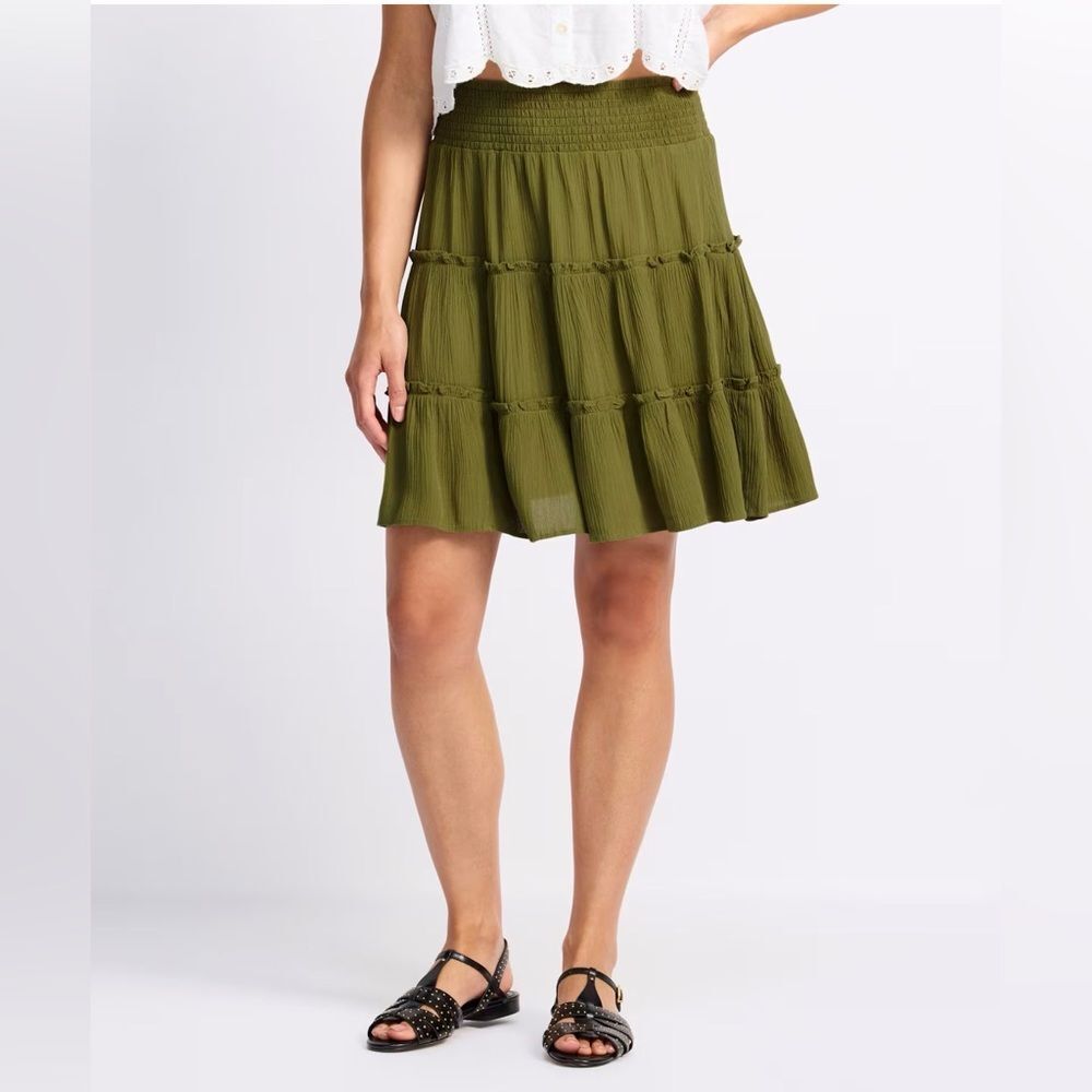 Market & Spruce Smocked Waist Above Knee Skirt Green Xsp Nwt Stitch Fix